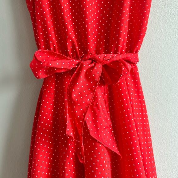 Vintage 80s Frederick’s of Hollywood Red Polka Dot Ruffle Dress Size 11 Pin-Up - Picture 2 of 8